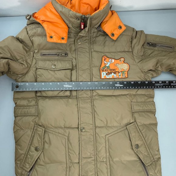 Popeye Jacket King Features Syndicate Puffer Down Embroidered Kids Tan Youth L - Picture 12 of 15